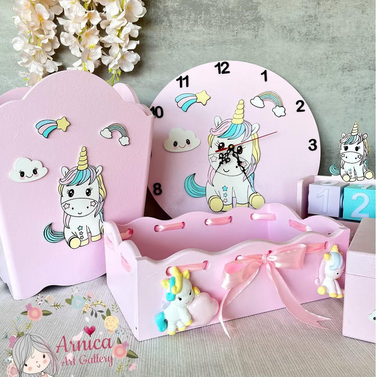 ست اتاق خواب دخترانه یونیکورن چوبی - آرنیکا گالری