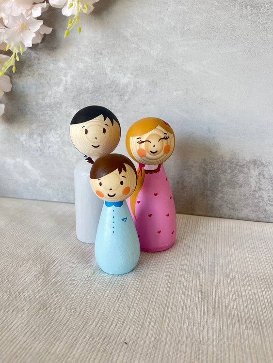 مجسمه چوبی پدر مادر و کودک دکوراسیون اتاق - آرنیکا گالری