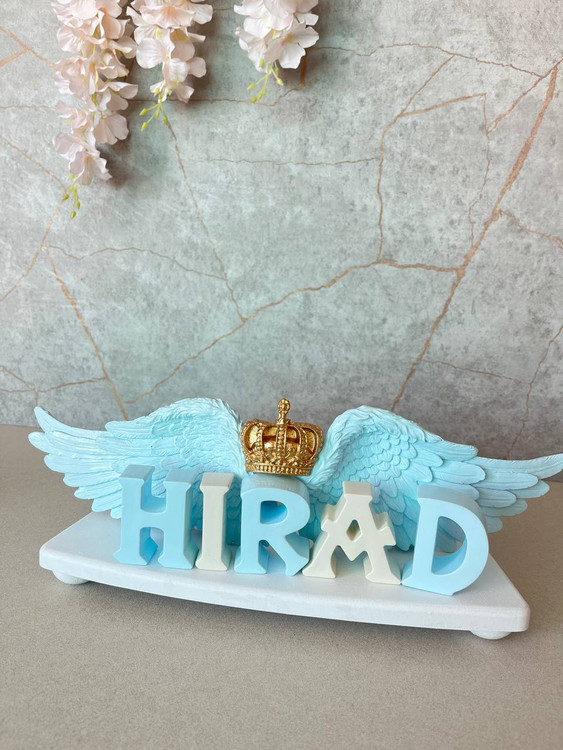 استند اسم کودک طرح بال فرشته چوبی اتاق کودک - جزئیات - آرنیکا گالری