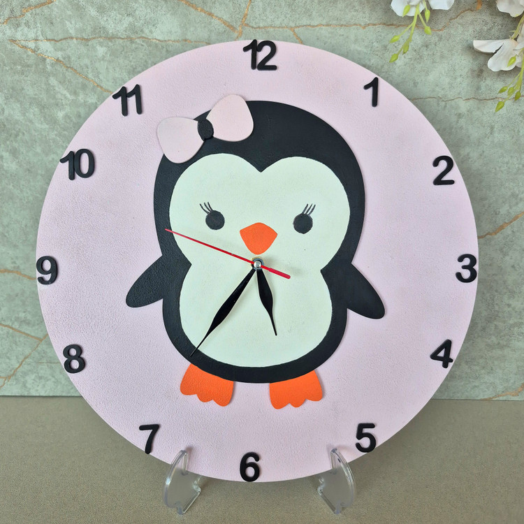 ساعت اتاق کودک مدل پنگوئن چوبی دکوراسیون - آرنیکا گالری