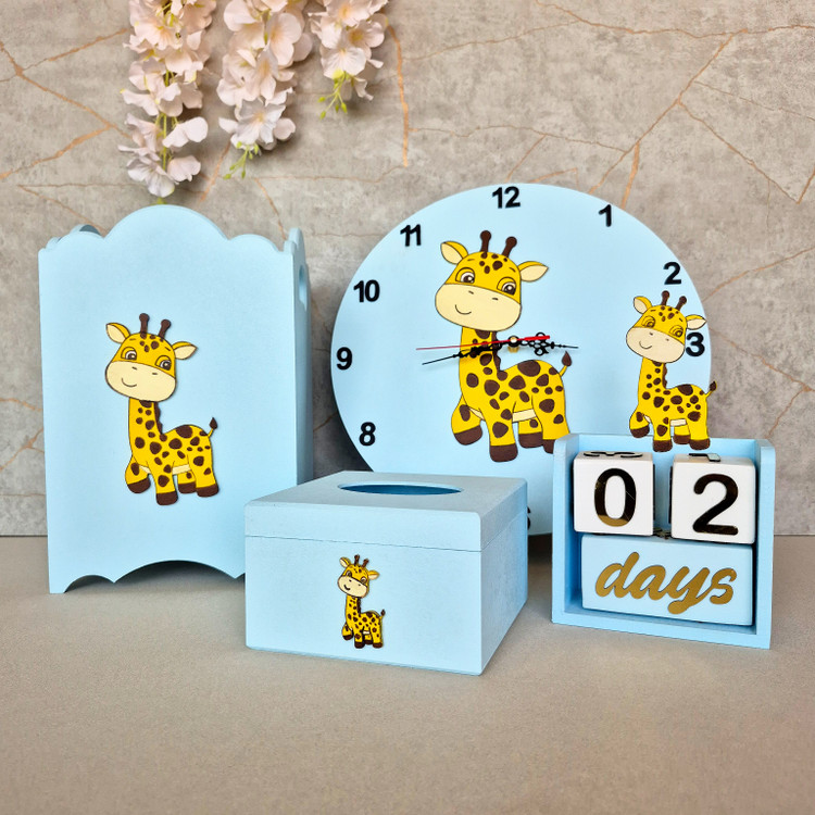 ست ساعت سطل و گاهشمار طرح زرافه چوبی اتاق کودک - آرنیکا گالری