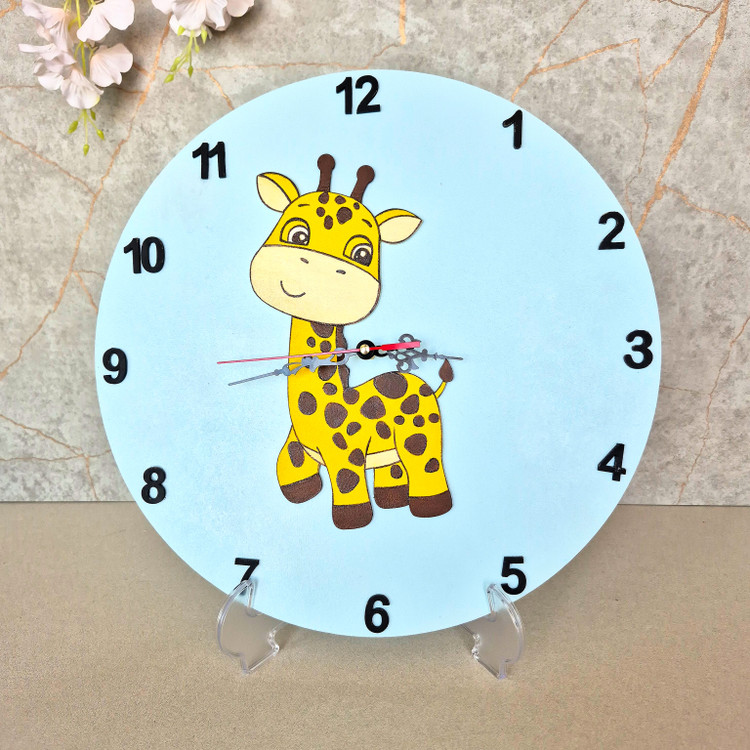 ست ساعت سطل و گاهشمار طرح زرافه چوبی اتاق کودک - جزئیات - آرنیکا گالری