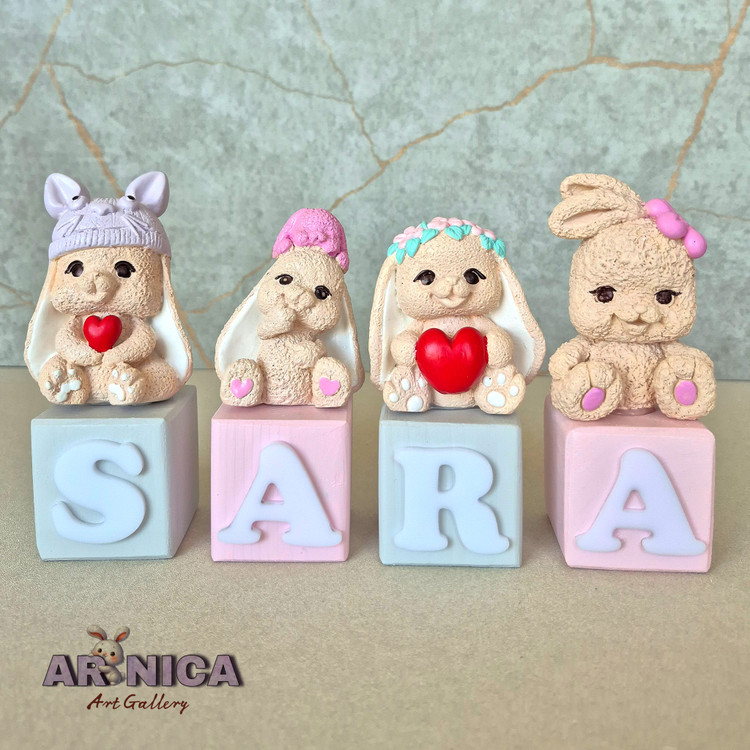 استند اسم کودک مدل خرگوش چوبی اتاق کودک - آرنیکا گالری