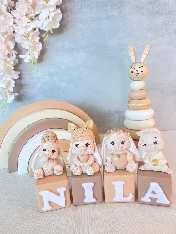 استند اسم مکعبی خرگوش رنگ نود چوبی اتاق کودک - آرنیکا گالری