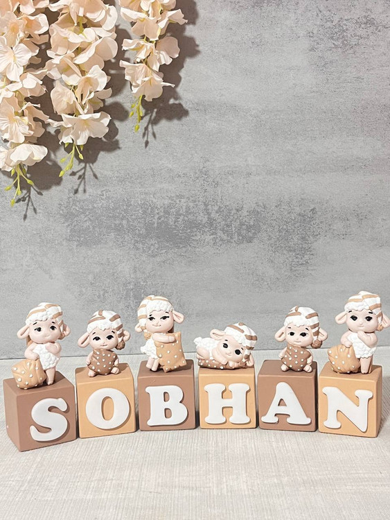 مکعب اسم مدل بره رنگ نود چوبی اتاق کودک - آرنیکا گالری