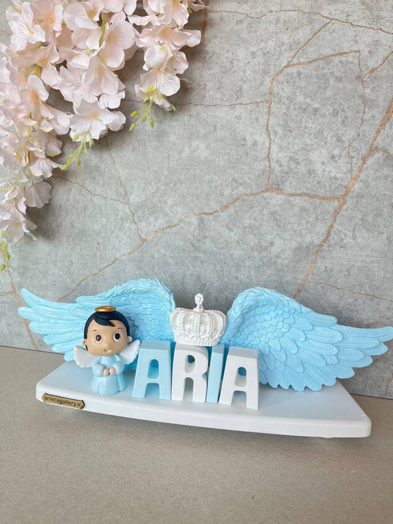 استند اسم بال فرشته پسرانه ویهان چوبی - جزئیات - آرنیکا گالری